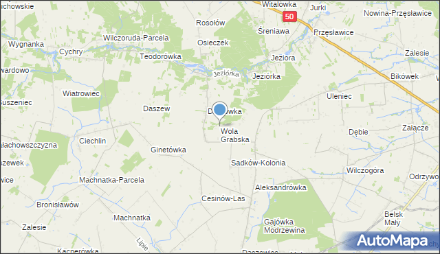 mapa Wola Grabska, Wola Grabska na mapie Targeo